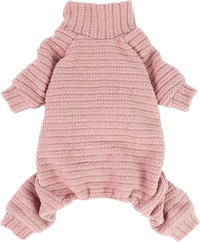 Fitwarm Turtleneck Knitted Dog Sweater Puppy Pajamas Thermal Doggie Winter Clothes Knitwear Pet Coats Cat Apparel Pink Large