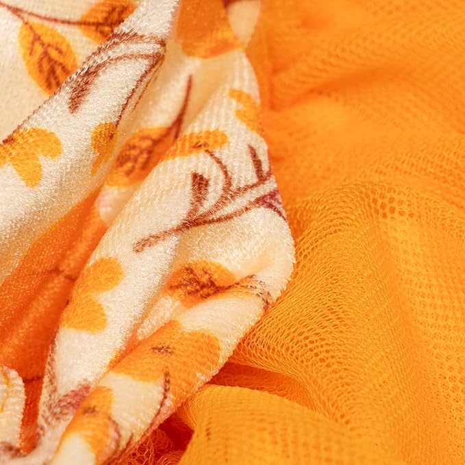 Fitwarm Pumpkin Flower Dog Dress, Thanksgiving Outfit for Small Dogs Girl, Fall Pet Outfit, Beige, Orange, XS