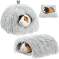2 Pack Guinea Pig Hideout Bed with Tunnel, Large Soft Plush Cozy House, Washable Hideaway for Guinea Pigs and Small Animals(Style 1)