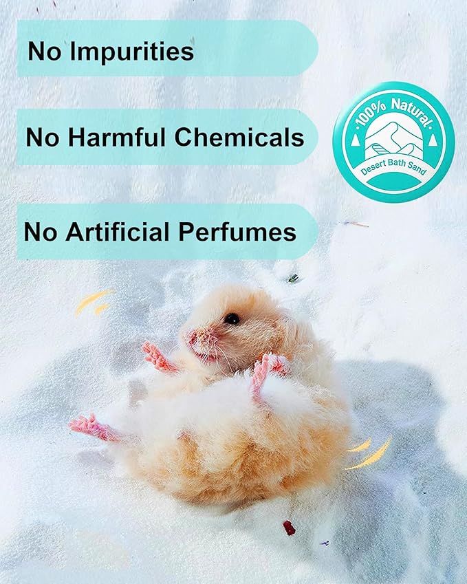 Meow&Woof Hamster Sand, 2.2LBS Chinchilla Dust Bath, 100% Natural Sands for Hamster Bath, No Dust Potty Litter Sand for Chinchillas Gerbil Syrian Mice, Small Animals Supplies (Flower Smell)