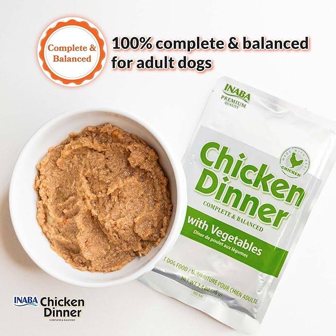 INABA Chicken Dinner for Dogs, Soft Pate Wet Dog Food, Complete & Balanced, 2.4 oz. Pouch, 15 Pouches, Salmon & Beef Variety