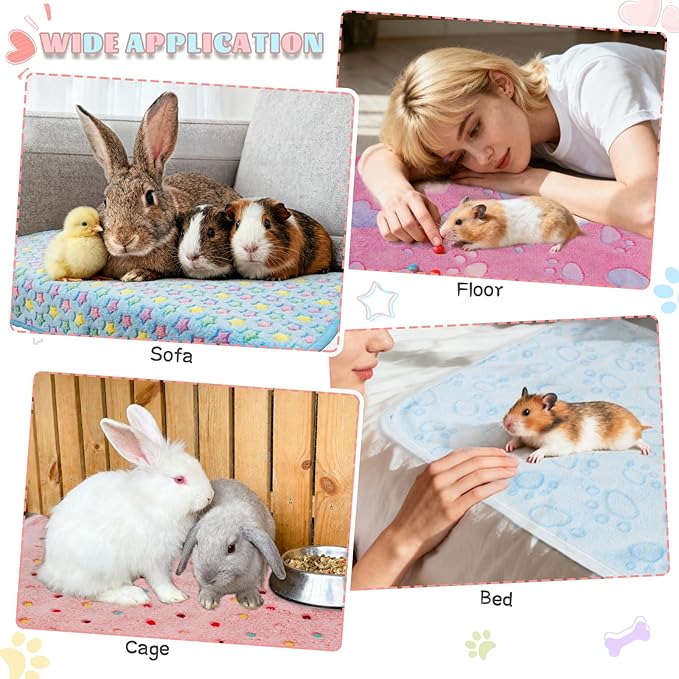 8 Pack Guinea Pig Cage Liner, Washable Guinea Pig Fleece Blankets Beding Accessories, Flannel Throw Warm Sleep Mat, Pet Pee Pads for Small Animal Hamster Rabbit Puppy Cat (Light Color, 30x20 Inch)