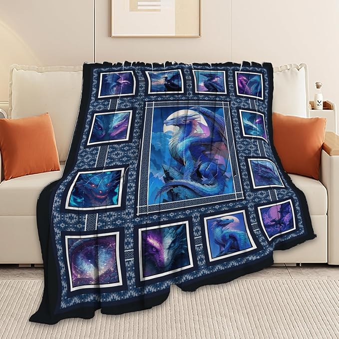 Dragon Throw Blanket Dragon Stuff Gifts for Kids Girls Boys Adults Women Men Soft Cozy Warm Plush Fluffy Fuzzy Fleece Blanket Decor 40''X50''