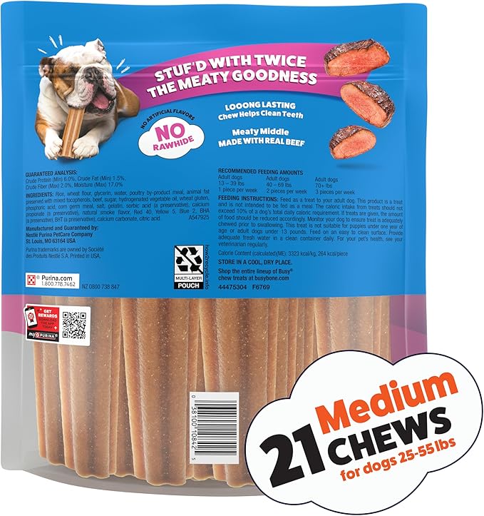 Purina Busy Stuf’d Medium Long Lasting Dog Chews - 21 ct. Pouch