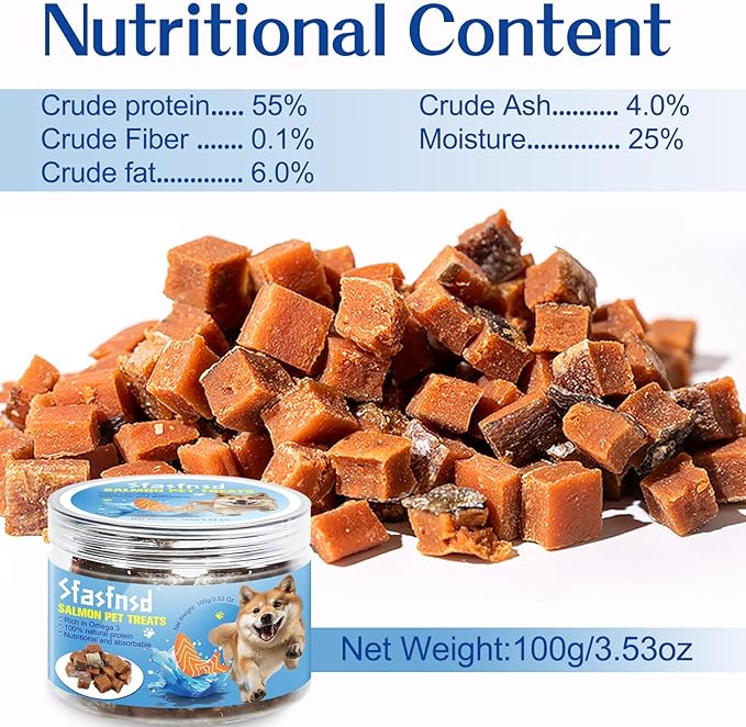 Delicious Salmon Jerky Dog Treats - Freeze Dried & Protein-Packed Biscuits for Your Beloved Pet 3.53 oz