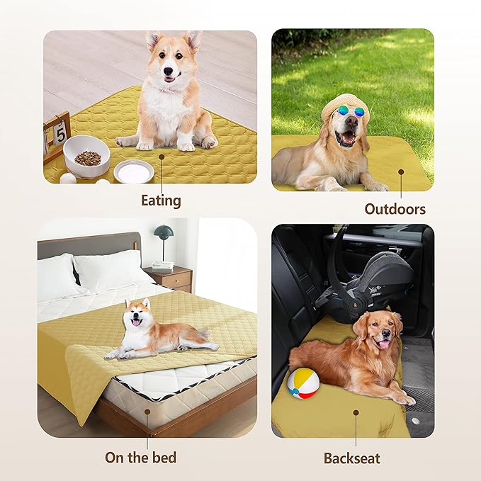 gogobunny 100% Double Sided Waterproof Dog Blanket Soft Pet Bed Cover Reversible Protect Furniture Couch Sofa Car for Puppy Cat Kids (Dark Yellow/Light Yellow, 30x80 Inch (Pack of 1))