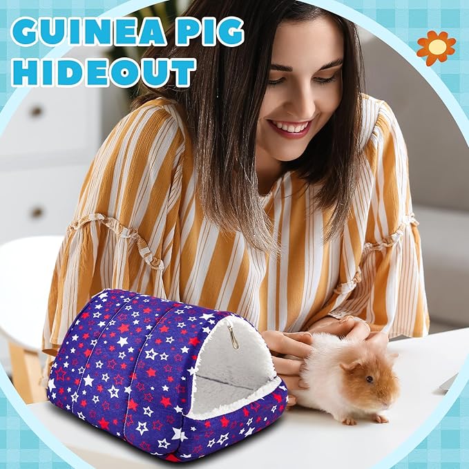Cinnvoice 4 Pcs Guinea Pig Hideout, Guinea Pig Bed Tunnel, Rabbit Washable Small House Cage Accessories for Bunny Hedgehog Mouse Chinchillas Hamsters Ferrets Bearded Dragons Rats (Classic,7.9 in)