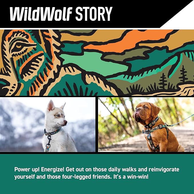 Wolfgang Heavy Duty Adjustable Dog Harness, Pull-Tested for Walking & Training, WildWolf Print, Large