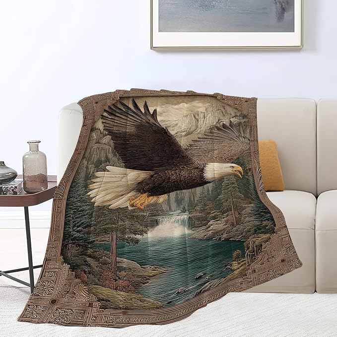 Bald Eagle Throw Blanket Eagle Stuff Gifts for Kids Girls Boys Adults Women Men Soft Cozy Warm Plush Fluffy Fuzzy Fleece Blanket Decor 40''X50''