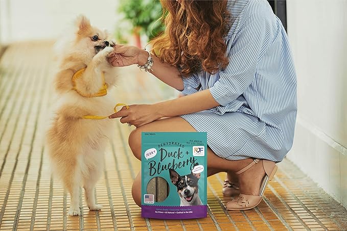 Pet Jerky Factory Premium Duck and Blueberry 5 oz. Dog Jerky Treats | 100% Human Grade | USA Made | High Protein | Grain Free | Limited Ingredients | No Filler | BHA-BHT Free | Soft-Tender