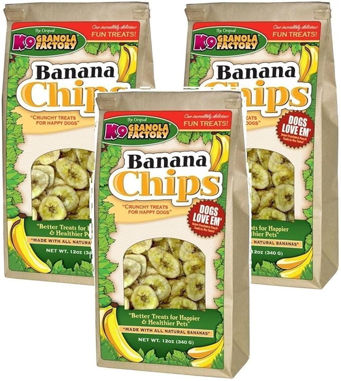 K9 Granola Factory (3 Pack) Banana Chips Dog Treats, 12 Ounces Each