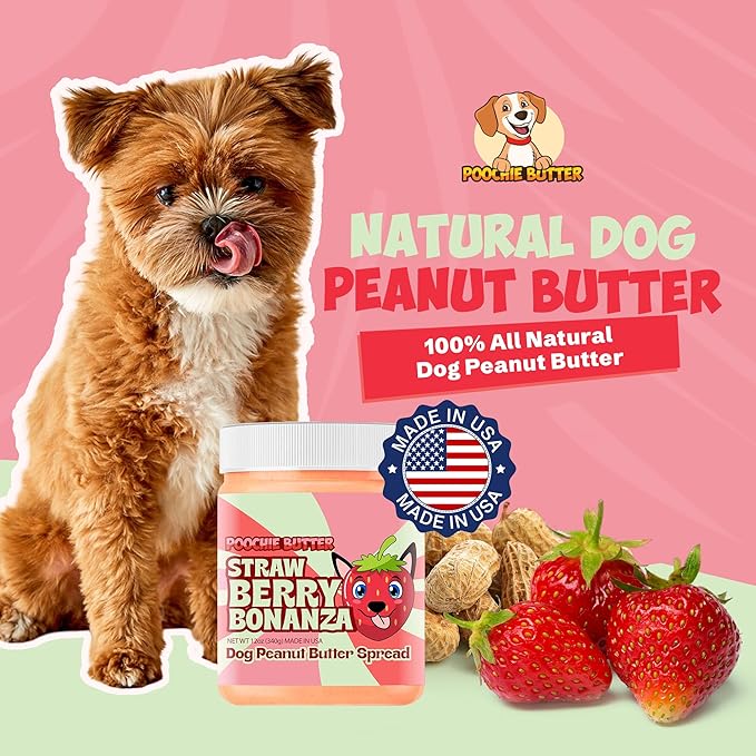 Dilly's Strawberry Dog Treats | Chunky Dog Peanut Butter with Strawberry, Natural Dog Snack (12oz Jar)