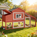 Aivituvin Chicken Coop Expandable Mobile Chicken House for Outdoor with Wheels, Nesting Box, Leakproof Pull-on Tray and UV-Resistant Roof Panel (Red, AIR23)
