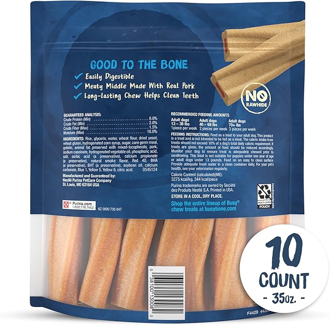 Purina Busy Bone Adult Dog Chew Bone Treats, Original - 10 ct. Pouch