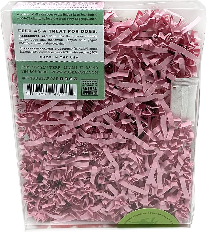 Bubba Rose Biscuit Company: Decorated Birthday Girl Pink Dog Treats - Crunchy Biscuit Texture - Natural Gourmet Dog Cookies - Pack of 4 Cookies - Made in The USA