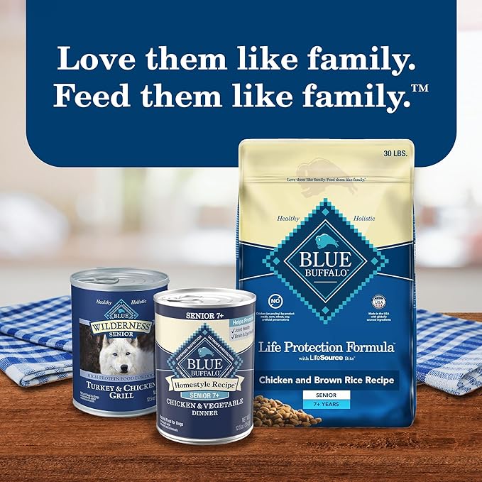 Blue Buffalo Homestyle Recipe Senior Wet Dog Food, Made with Natural Ingredients, Chicken Dinner with Garden Vegetables, 12.5-oz Cans (12 Count)