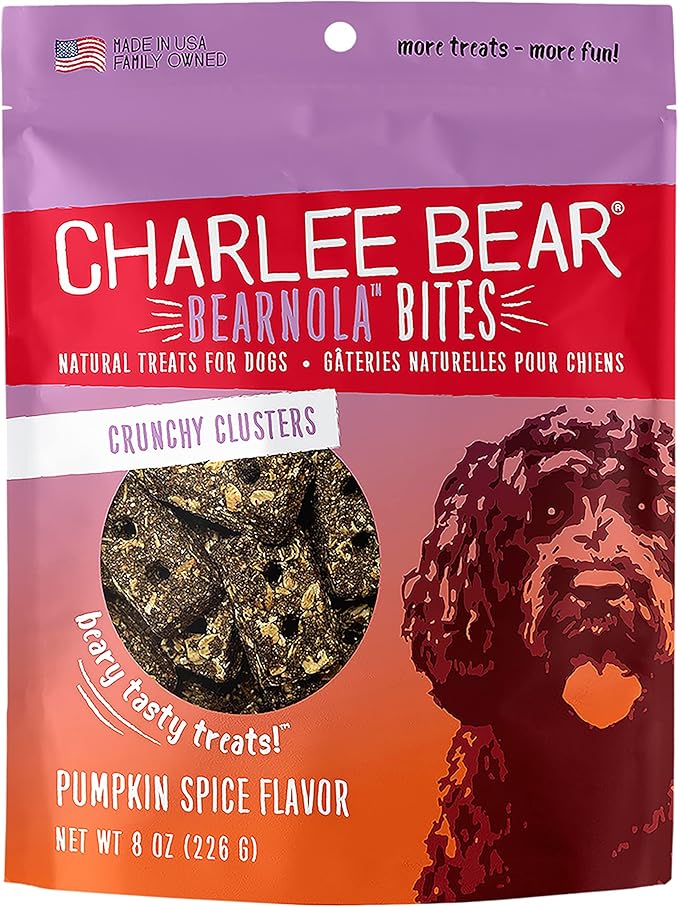Charlee Bear Bearnola Bites Dog Treats, Pumpkin Spice Flavor, 8oz (Pack of 2)