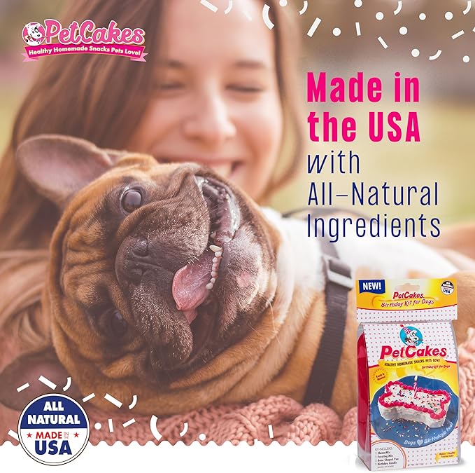 PetCakes Dog Birthday Cake Kit - All Natural Treats - Puppy to Large Dogs, Cheese Flavor - 5.5 Oz