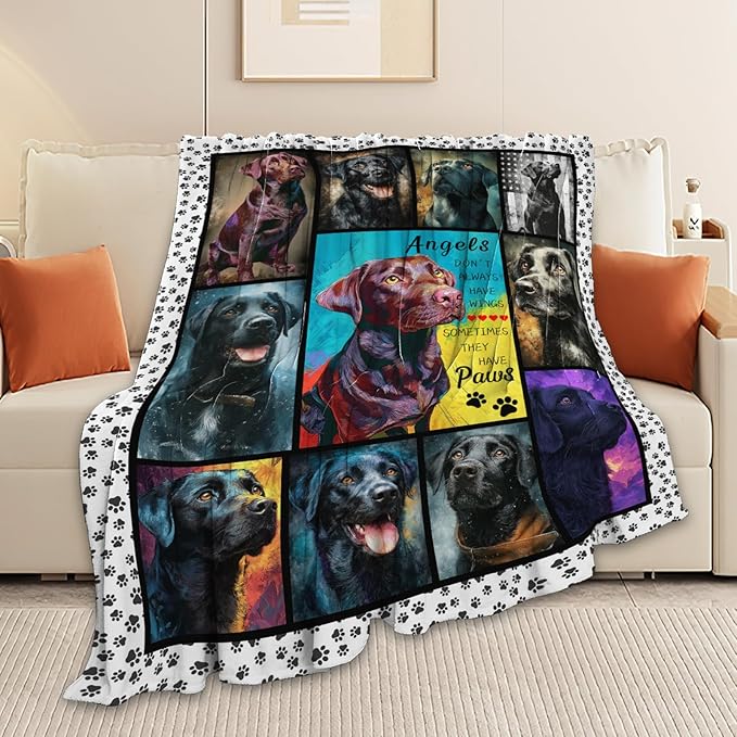 Chocolate Labrador Throw Blanket Black Labrador Puppy Stuff Gifts for Dog Lover Kids Girls Boys Adults Women Men Soft Cozy Warm Plush Fluffy Fuzzy Fleece Blanket 50''X60''