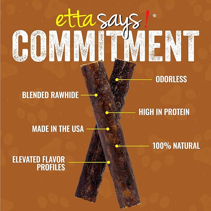 Etta Says! Premium Beef 4.5 Inch Chews - All Natural, Grain Free Dog Treat, Chew, Limited Ingredients, Usa Made