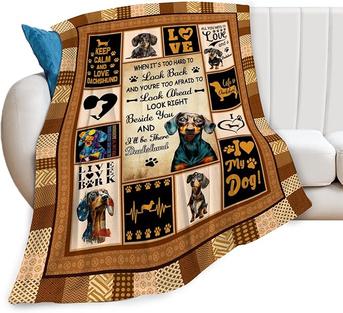 Dachshund Throw Blanket Weiner Dog Dachshund Puppy Stuff Gifts for Dog Lover Kids Girls Boys Adults Women Men Soft Cozy Warm Plush Fluffy Fuzzy Fleece Blanket Decor 60''X80''