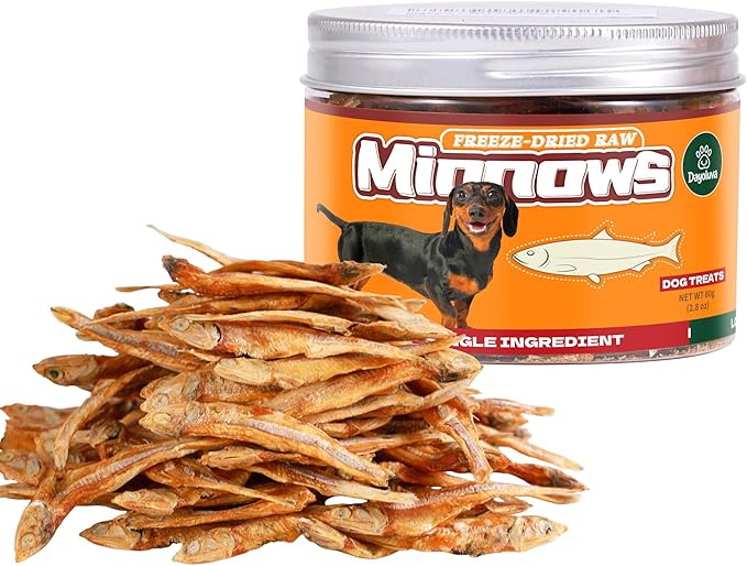 Freeze-Dried Raw Minnows Dog Treats, Single Ingredient Wild-Caught Human Grade Fish, High-Protein Training Rewards & Meal Toppers, Bulk Pack for Multi-Pet Homes (2.8 Ounce)