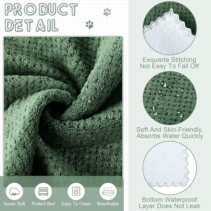 VitalCozy 10 Pcs Guinea Pig Cage Liners Washable Rat Bedding for Guinea Pigs Controlling Absorbent Waterproof Pee Pads Blanket for Rabbits Hamster Small Animal Chinchilla(Grid,14x28 Inch,Dark Green)