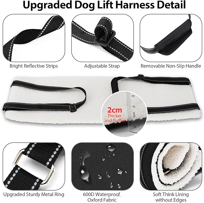 AIITLE Upgraded Dog Sling Carrier Medium - Hind Leg Support Sling with Hip Thick Padding, Rehab Mobility Aid for Senior/Disabled Dogs, Orthopedic Injury & ACL Surgery Recovery (Black, M)