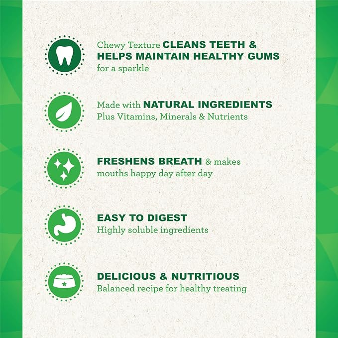 Greenies Veterinarian-Recommended Adult Natural Dental Dog Treats Petite Size, Original Flavor, 18 oz. Pack, 30 Count