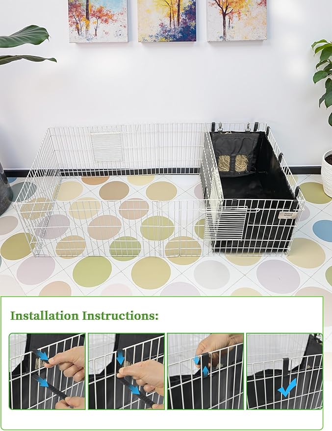 Guinea Pig Cage Liner, for Midwest Cage Kitchen 24"X13" Litter Box & Hay Feedder for Guinea Pig Rabbits Hamsters Hedgehogs Ferrets and Other Small Animals. Black
