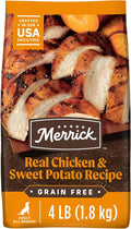 Merrick Premium Grain Free Dry Adult Dog Food, Wholesome And Natural Kibble With Real Chicken And Sweet Potato - 4.0 lb. Bag