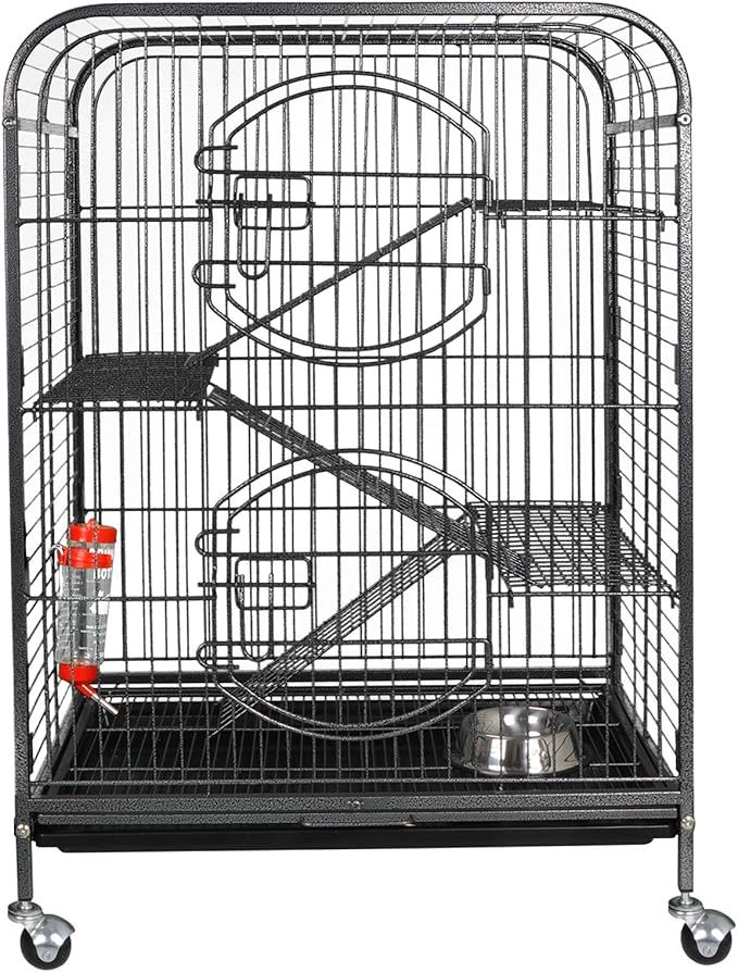 ZenStyle 37” Small Animal Cage Indoor Portable Pet Habitat with 2 Front Doors and Pull Out Tray for Ferret/Rat/Cat/Hamster/Chinchilla/Guinea Pig/Bunny or Other Small Pets