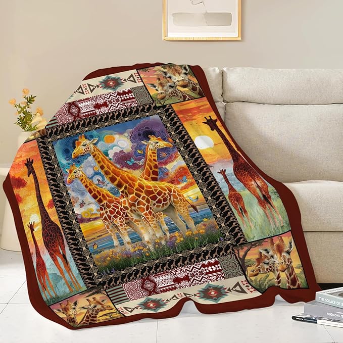 Giraffe Throw Blanket Giraffe Stuff Gifts for Kids Girls Boys Adults Women Men Soft Cozy Warm Plush Fluffy Fuzzy Fleece Blanket Decor 40''X50''
