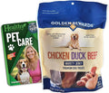 Healthy Surplus Golden Rewards Chicken Duck Beef Variety Jerky Premium Dog Treats 12 Oz and Vital Volumes Pet Care Card Bundle