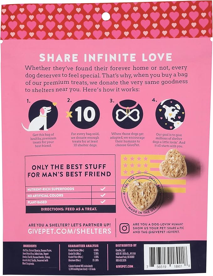 GivePet Sugar Dog Treats, 6 Oz - Dog Training Treats, Grain-Free with No Artificial Flavors - Banana, Yogurt & Honey Dog Snacks - Dog Treat Bag