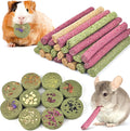 ERKOON 25 Pcs Timothy Hay Sticks and Cake,Rabbit Chew Toys for Teeth Timothy Grass Chew A Blocks Molar Sticks Rabbits Treats for Bunnies, Chinchilla Guinea Pigs, Gerbil, Hamster (25 Sticks+10 Cakes)