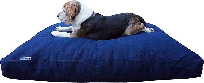 Dogbed4less Shredded Memory Foam Dog Bed Pillow, Waterproof Lining and Machine Washable Durable Denim Cover 40X35 Inches, Blue