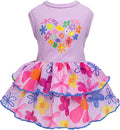 Fitwarm Floral Heart Dog Dress, Easter Outfit for Small Dogs Girl, Elegant Pet Clothes, Purple, Small