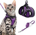 rabbitgoo Cat Harness and Leash Set for Walking Escape Proof, Adjustable Soft Kittens Vest with Reflective Strip for Cats, Comfortable Outdoor Vest, Purple, XL