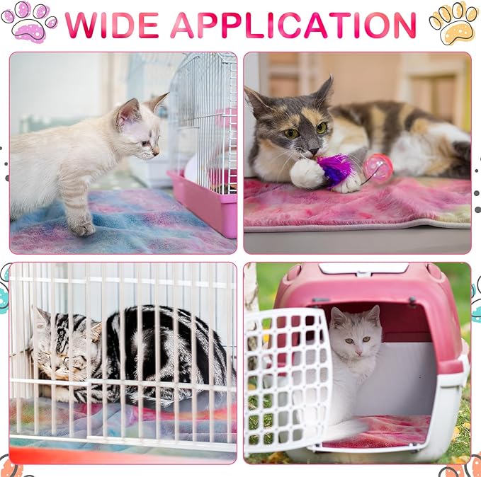 Tudomro 8 Pcs Guinea Pig Blankets Washable Small Pet Fleece Bedding Cage Liners Double Sided Pet Reusable Sleep Mat Pad Cover for Ferret Chinchilla Furniture Protection(Tie Dye,12 x 12 Inch)