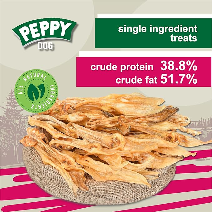 Rabbit Ears no Fur Dog Treats (20 pcs)| All-Natural, Hypoallergenic, Dehydrated Chews | Supports Dental Hygiene & Digestion | Ideal for Small, Medium & Large Dogs