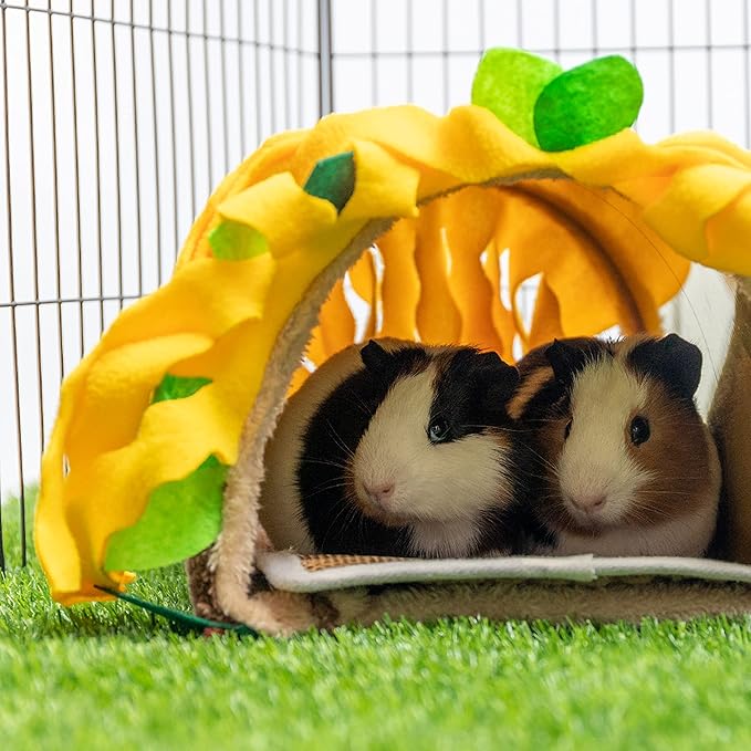 Guinea Pig Hideout - Fleece Tunnel House Cage Accessories for Rat Hamster Hedgehog Chinchilla Small Animal - Playing Sleeping Hunting Resting Washable Tube Bedding Habitats