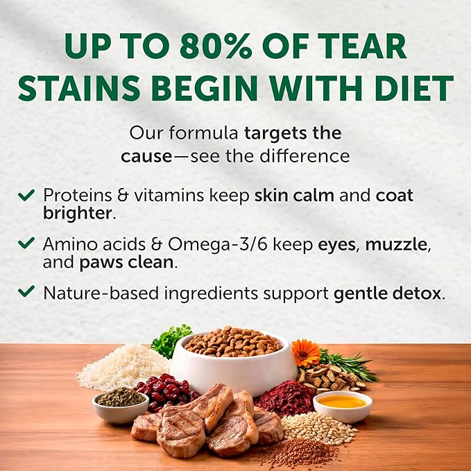 Nature's Protection Dry Dog Food for Small Breed - High Protein Tear Stain Diet for White & Light Fur Adult Dogs - Small Bites Kibble (Superior Care - Lamb and Rice, 22 lb)