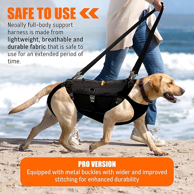 NeoAlly Sturdy Dog Lift Harness Full Body Support & Mobility Aids System - 5-in-1 Lifting Support, Carry Sling, Vest Harness, Back Brace, and Anxiety Vest - Endorsed by Shark Tank (X-Large (Pro))