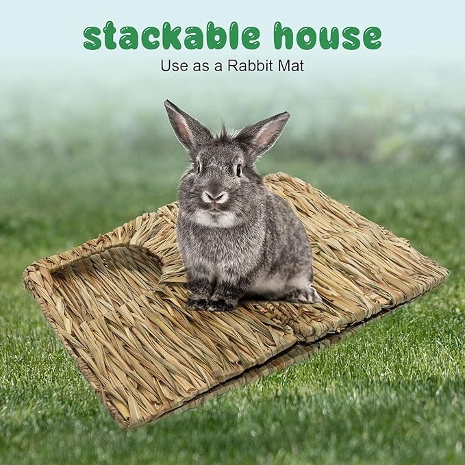 Natural Seagrass Mat Bed Hideaway Toy, Hand Woven for Rabbit Guinea Pig Chinchilla Ferret