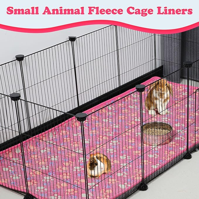 YUEPET Waterproof Guinea Pig Blankets Washable 3 Pack Small Animal Fleece Cage Liners Pet Soft Sleep Mat Pad Cover Warm Flannel Throw for Hamster Guinea Pig Rabbit Chinchilla Hedgehog Ferret 48"×24"