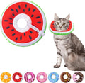 Seyezo Cat Cone Collar Soft, Adjustable Cat Recovery Collars Kitten Cones to Stop Licking, Cute Donut E Collar After Surgery, Wound Healing Elizabethan Collar for Kittens (Watermelon, Medium)