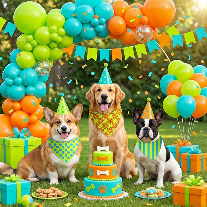 Weewooday 50 Pcs Cartoon Dog Bandana Bulk for Hippie Paw Print Flower Adventure Cute Soft Triangle Dog Bibs Summer Theme Birthday Party Supplies for Small Medium Large Costume 25.6 x 17.7 x 17.7 Inch