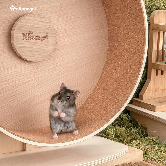 Niteangel Replacement Cork Running Track - Fits for Wooden Hamster Wheel Series | Acrylic Hamster Exercise Wheel w/Cork Track | Dark Cloud Hamster Wheel Series (Wooden Series, Large)