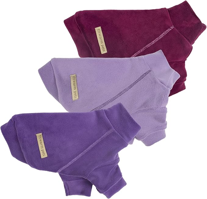 Fitwarm 3 Pack Classic Fleece Dog Sweater, Turtleneck Dog Sweatshirt, Dog Winter Clothes for Small Dogs Boy Girl, Pet Pullover Jumper, Cat Apparel, Purple, MediumPurple, Dark Red, Large